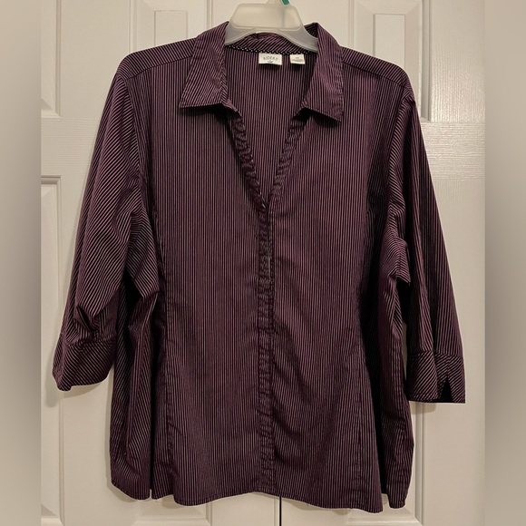 Riders by Lee, 4X, Dark Purple Stripe. Three quarter sleeve - Picture 1 of 4